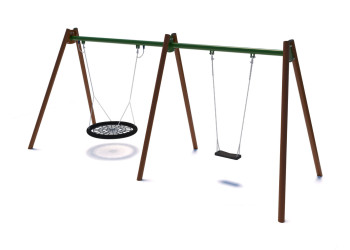 Pendulum swing, flat seat + bird's nest ♿ for the children's playground