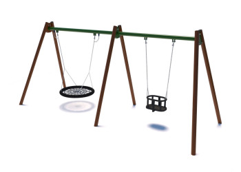 Bucket pendulum swing + spring rider for the playground