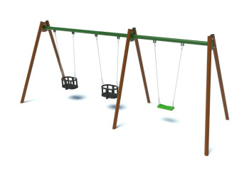 Triple swing, 2 bucket + flat – playground STARMAX