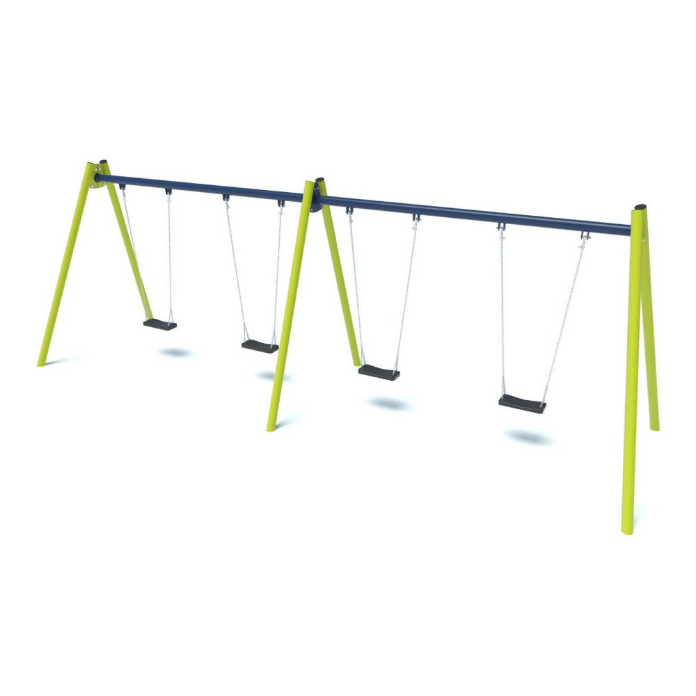 Quadruple pendulum swing, 4 flat seats for the playground
