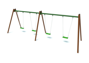 Quadruple pendulum swing, 4 flat seats for the playground