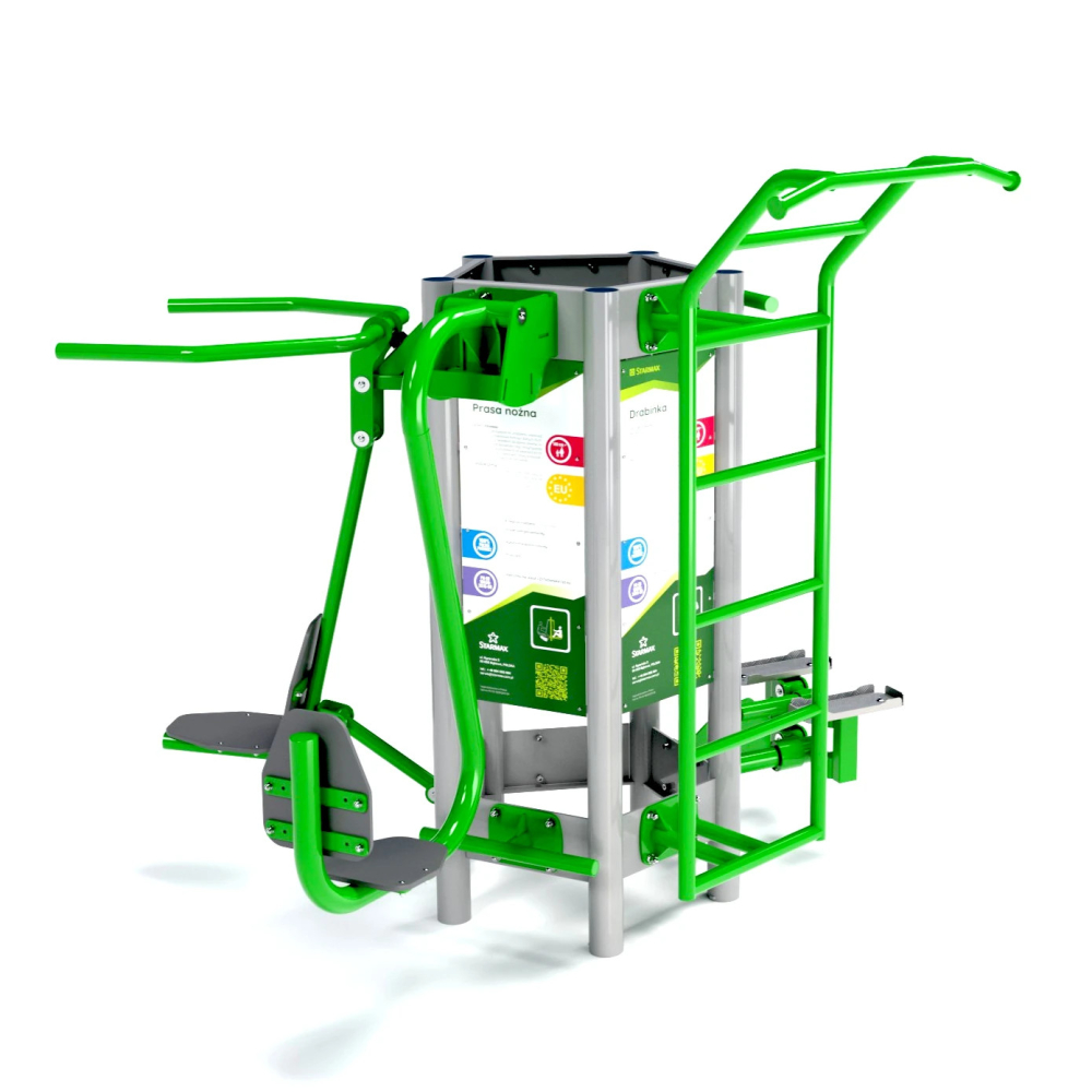 5-in-1 fitness station on an OF3 pylon – outdoor gym with five pieces of equipment