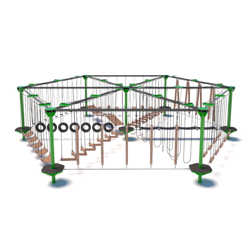 Hexagonal Rope Playground P7102 – Rope park 12 routes – hexagonal layout