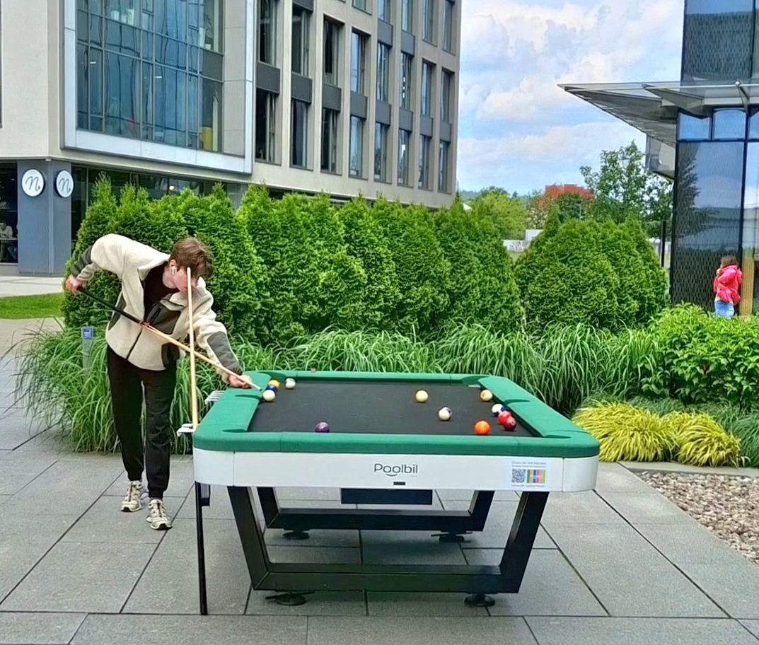 outdoor pool table in public