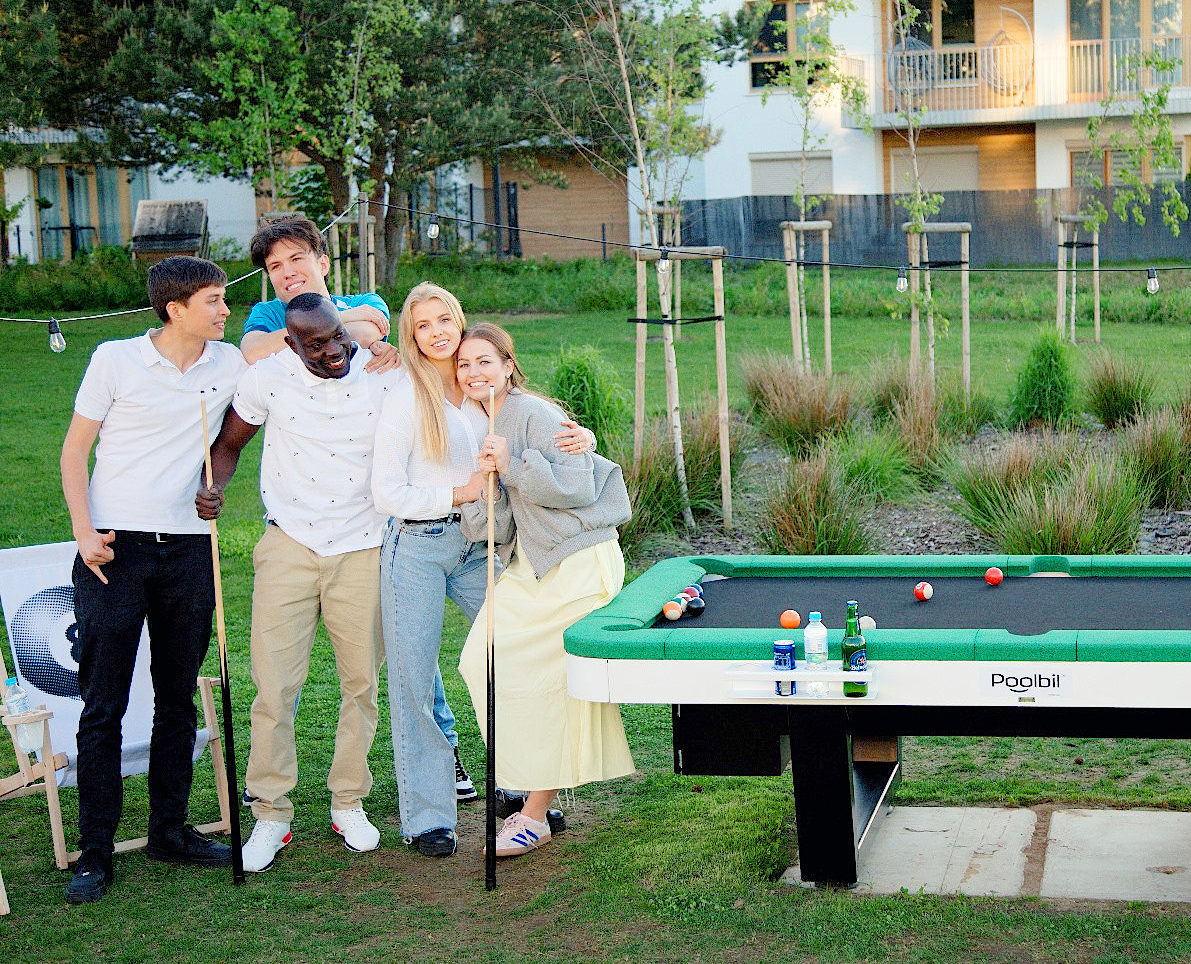 outdoor pool table in public