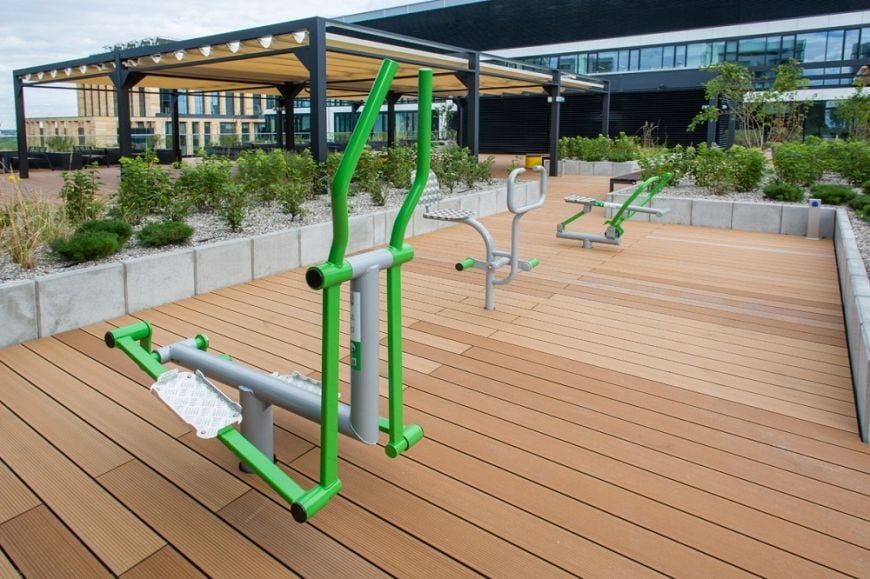 A rooftop gym at the Aviva office building, Gdański Business Center, Warsaw